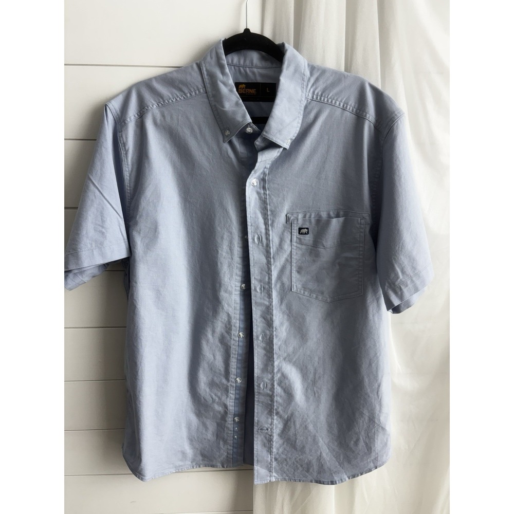 Berne Men's‎ Workwear Blue Button Down Short Sleeve Size Large  0473